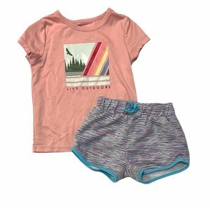 Nickelodeon Pink Top and Multicolor Shorts Set